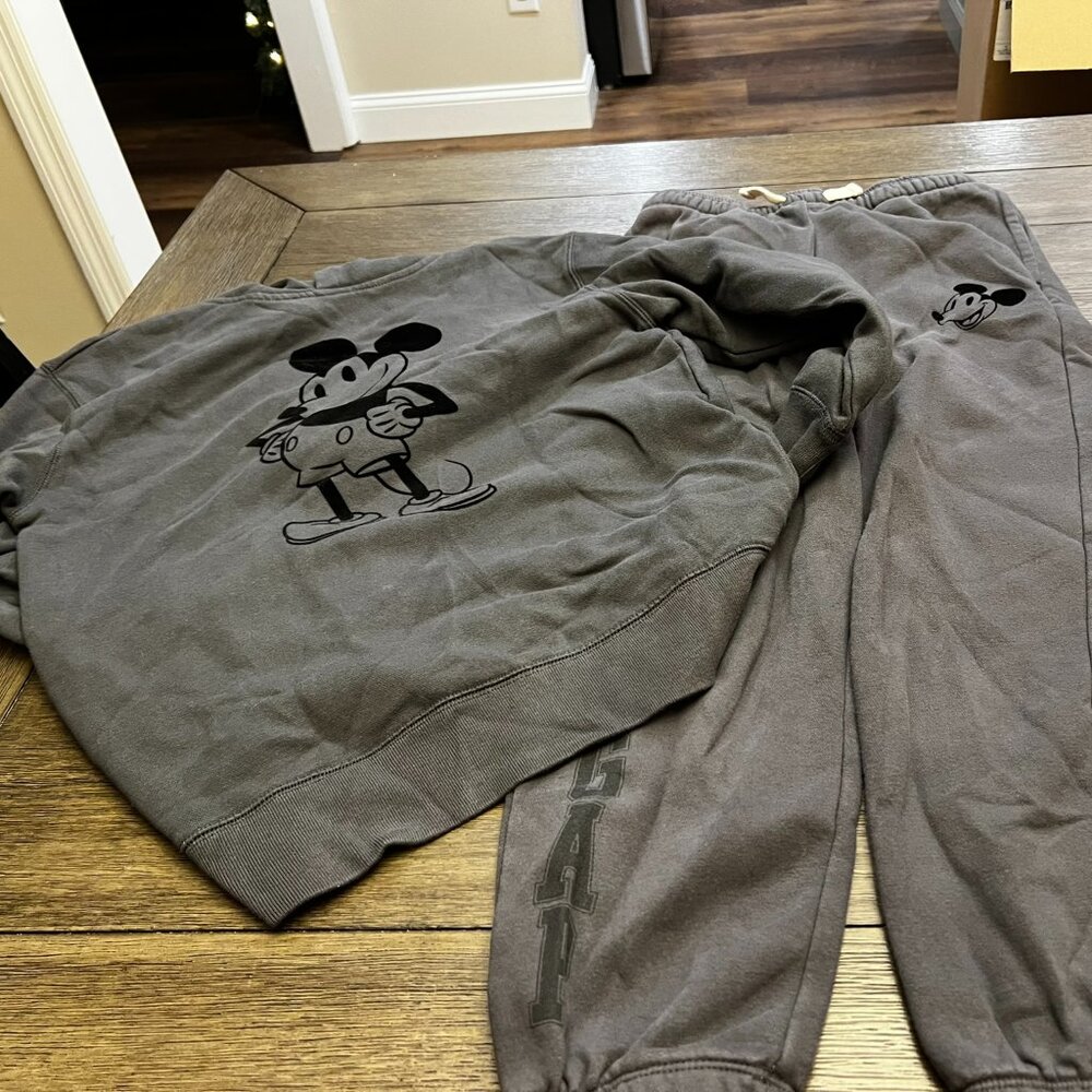 GAP Kids Disney Dark Gray Mickey Mouse Hooded Sweatshirt and Pants